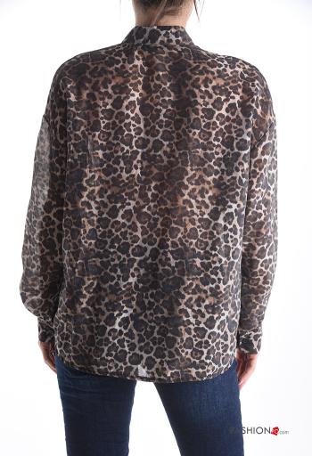 Chemise manches longues Imprimé animalier à boutons - ph 2