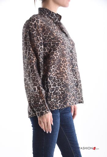 Chemise manches longues Imprimé animalier à boutons - ph 3