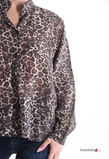 Chemise manches longues Imprimé animalier à boutons - ph 4