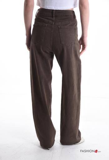 Jeans en Coton à boutons avec fermeture éclair avec poches - ph 2