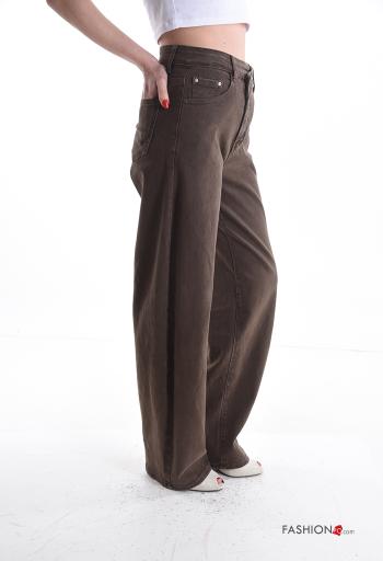 Jeans en Coton à boutons avec fermeture éclair avec poches - ph 3