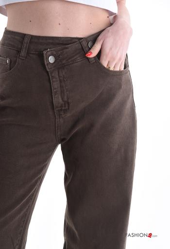 Jeans en Coton à boutons avec fermeture éclair avec poches - ph 4