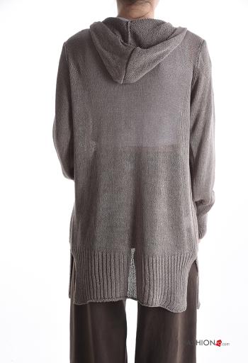 Cardigan maniche lunghe con tasche con cappuccio - ph 2