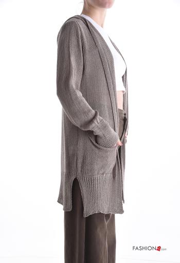 Cardigan maniche lunghe con tasche con cappuccio - ph 3