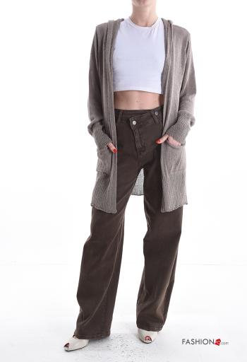 Cardigan maniche lunghe con tasche con cappuccio - ph 5