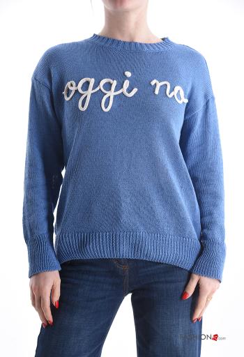 Maglione in Cotone maniche lunghe girocollo Fantasia scritta - ph 1