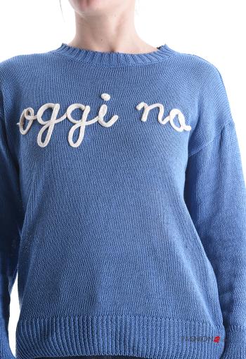 Maglione in Cotone maniche lunghe girocollo Fantasia scritta - ph 4