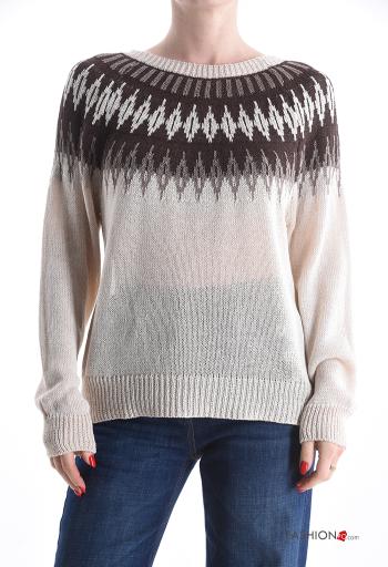 Maglione maniche lunghe girocollo Fantasia geometrica - ph 1