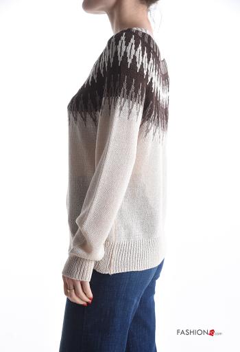 Maglione maniche lunghe girocollo Fantasia geometrica - ph 3