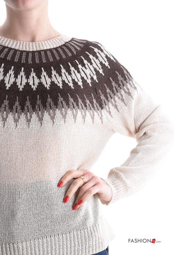 Maglione maniche lunghe girocollo Fantasia geometrica - ph 4