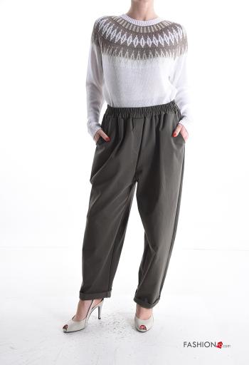 Hose aus Baumwolle mit Taschen mit gummizug - ph 5