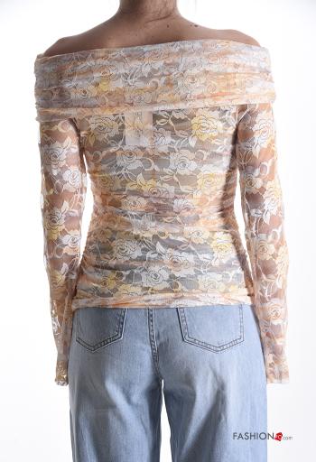 Blusa manga larga Estampado Floral escote bardot - ph 2