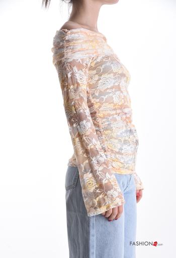 Blusa manga larga Estampado Floral escote bardot - ph 3