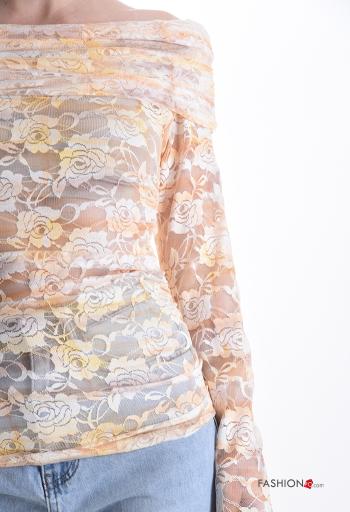 Blusa manga larga Estampado Floral escote bardot - ph 4