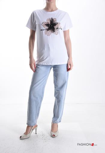 T-shirt de Algodón manga corta cuello redondo Diseño impreso - ph 5