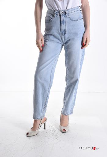 Cotton Jeans with buttons with zip with pockets