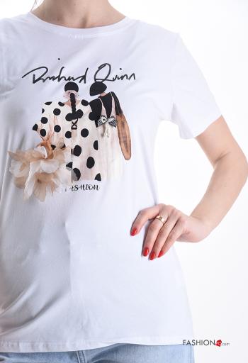 T-shirt de Algodón manga corta cuello redondo Diseño impreso - ph 4