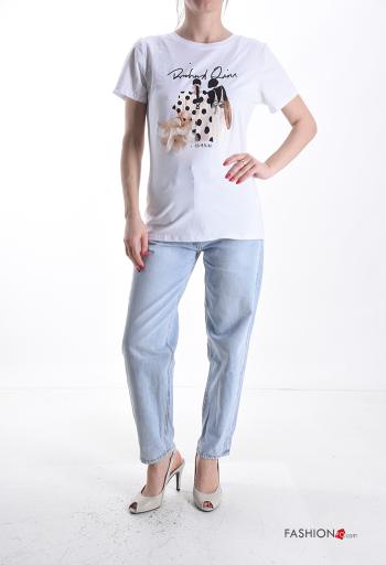 T-shirt de Algodón manga corta cuello redondo Diseño impreso - ph 5