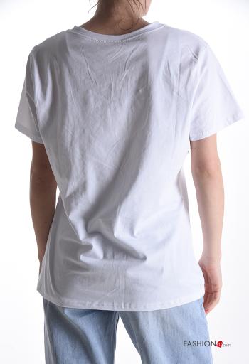 T-shirt de Algodón manga corta cuello redondo con brillantes - ph 2