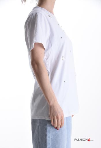 T-shirt de Algodón manga corta cuello redondo con brillantes - ph 3