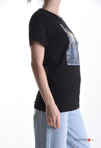 T-shirt de Algodón manga corta cuello redondo Diseño impreso - ph 3