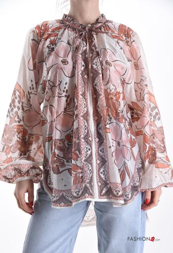 Blusa manga larga Estampado Floral con lazo - ph 1