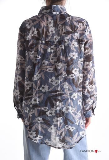 Camisa de Lino manga larga con cuello Estampado Floral con botones - ph 2