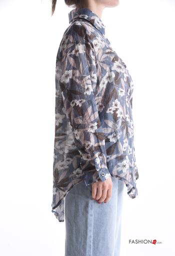 Camisa de Lino manga larga con cuello Estampado Floral con botones - ph 3