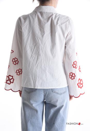 Embroidered long sleeve with collar Cotton Shirt with buttons - ph 2