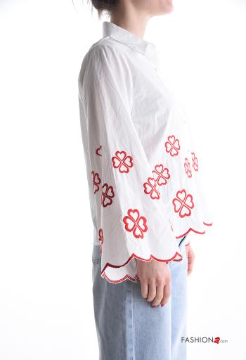 Embroidered long sleeve with collar Cotton Shirt with buttons - ph 3