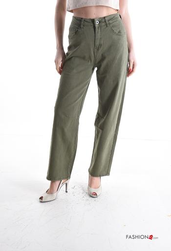 Cotton Jeans with buttons with zip with pockets - ph 1