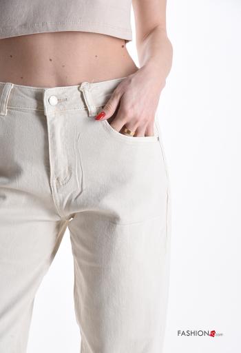 Jeans aus Baumwolle mit Knöpfen mit Reißverschluss mit Taschen - ph 4