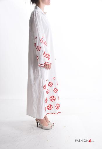 Embroidered long sleeve with collar Cotton Shirt dress with buttons - ph 3