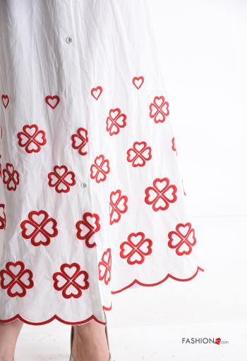 Embroidered long sleeve with collar Cotton Shirt dress with buttons - ph 4