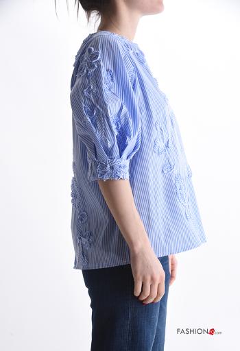 Embroidered short sleeve crew neck Cotton Blouse - ph 3