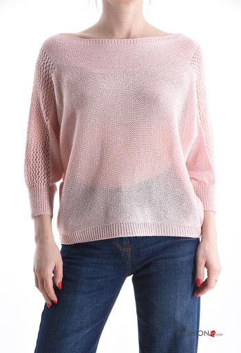 lange ärmel u-boot ausschnitt Strickpullover mit Schleife