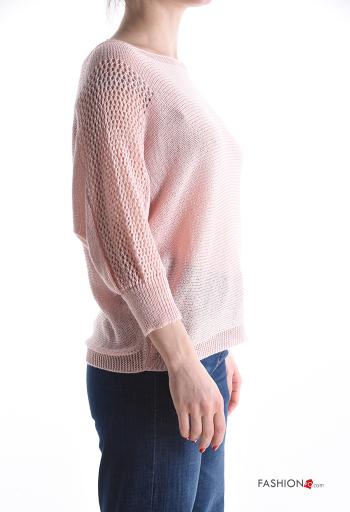 lange ärmel u-boot ausschnitt Strickpullover mit Schleife - ph 3