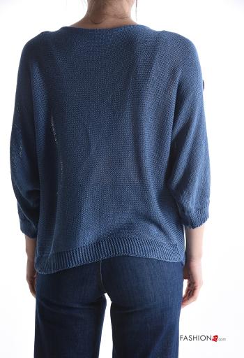 u-boot ausschnitt Strickpullover mit Knöpfen 3/4 ärmel - ph 2