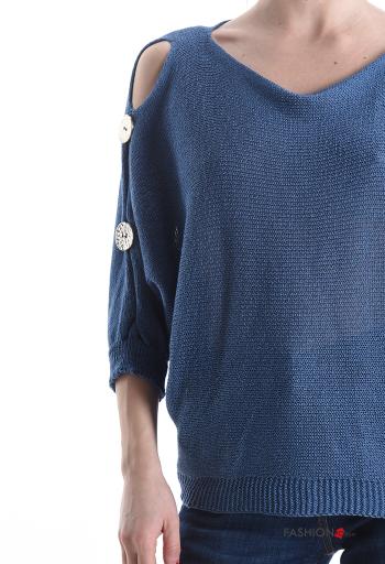 u-boot ausschnitt Strickpullover mit Knöpfen 3/4 ärmel - ph 4
