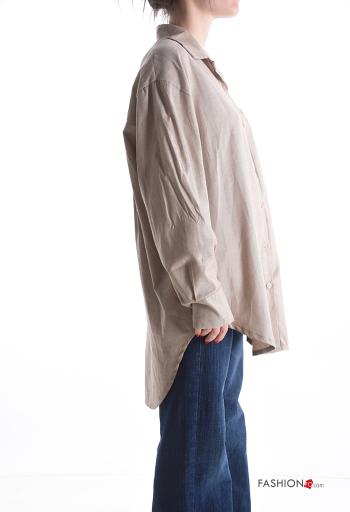 Chemise en Coton manches longues à collet à boutons avec poches - ph 3