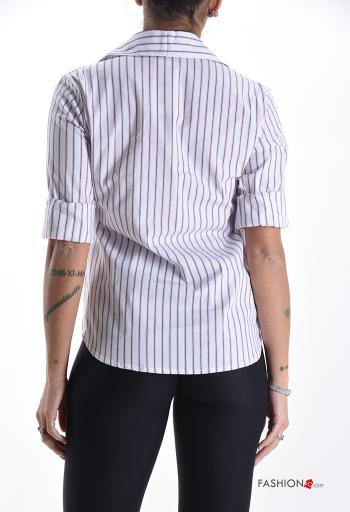 Chemise en Coton manches longues à collet Imprimé à rayures à boutons - ph 2