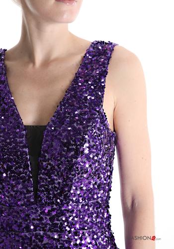 lange Ärmelloses Kleid mit Pailletten tiefer ausschnitt mit Reißverschluss - ph 4
