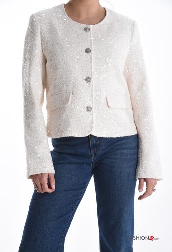 Blusão manga comprida gola redonda com lantejoulas com botões - ph 1