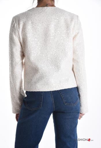 Blusão manga comprida gola redonda com lantejoulas com botões - ph 2