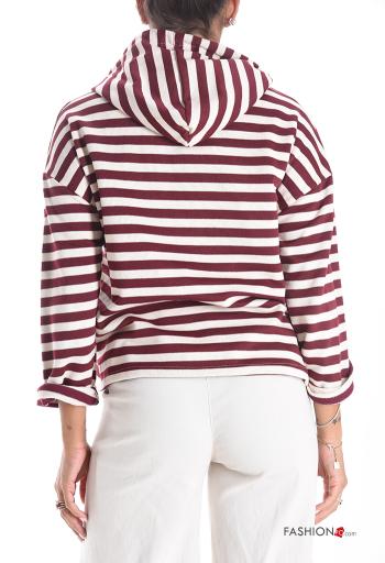 Felpa in Cotone Fantasia righe con zip con tasche con cappuccio - ph 2
