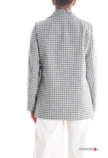 Blusão em Lã mista manga comprida Padrão Vichy com botões - ph 2