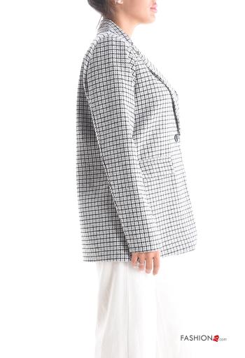 Blusão em Lã mista manga comprida Padrão Vichy com botões - ph 3