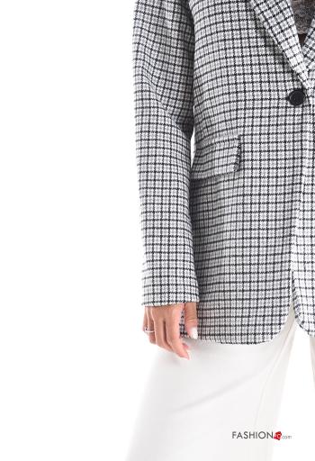 Blusão em Lã mista manga comprida Padrão Vichy com botões - ph 4