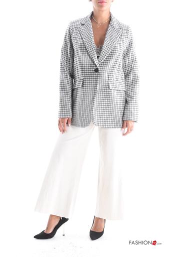 Blusão em Lã mista manga comprida Padrão Vichy com botões - ph 5