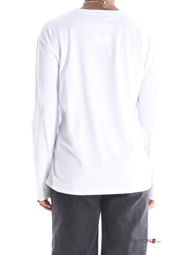 Maglietta a manica lunga in Cotone girocollo Fantasia animali con paillettes - ph 2